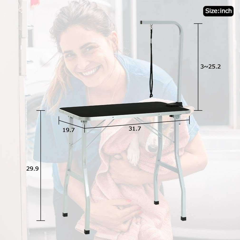 Dog Grooming Table Adjustable Pet Grooming Table Heavy Duty Cat Grooming Table Portable Master Equipment Grooming Table with Arm/Noose, Professional Drying Table for Dogs, Cats