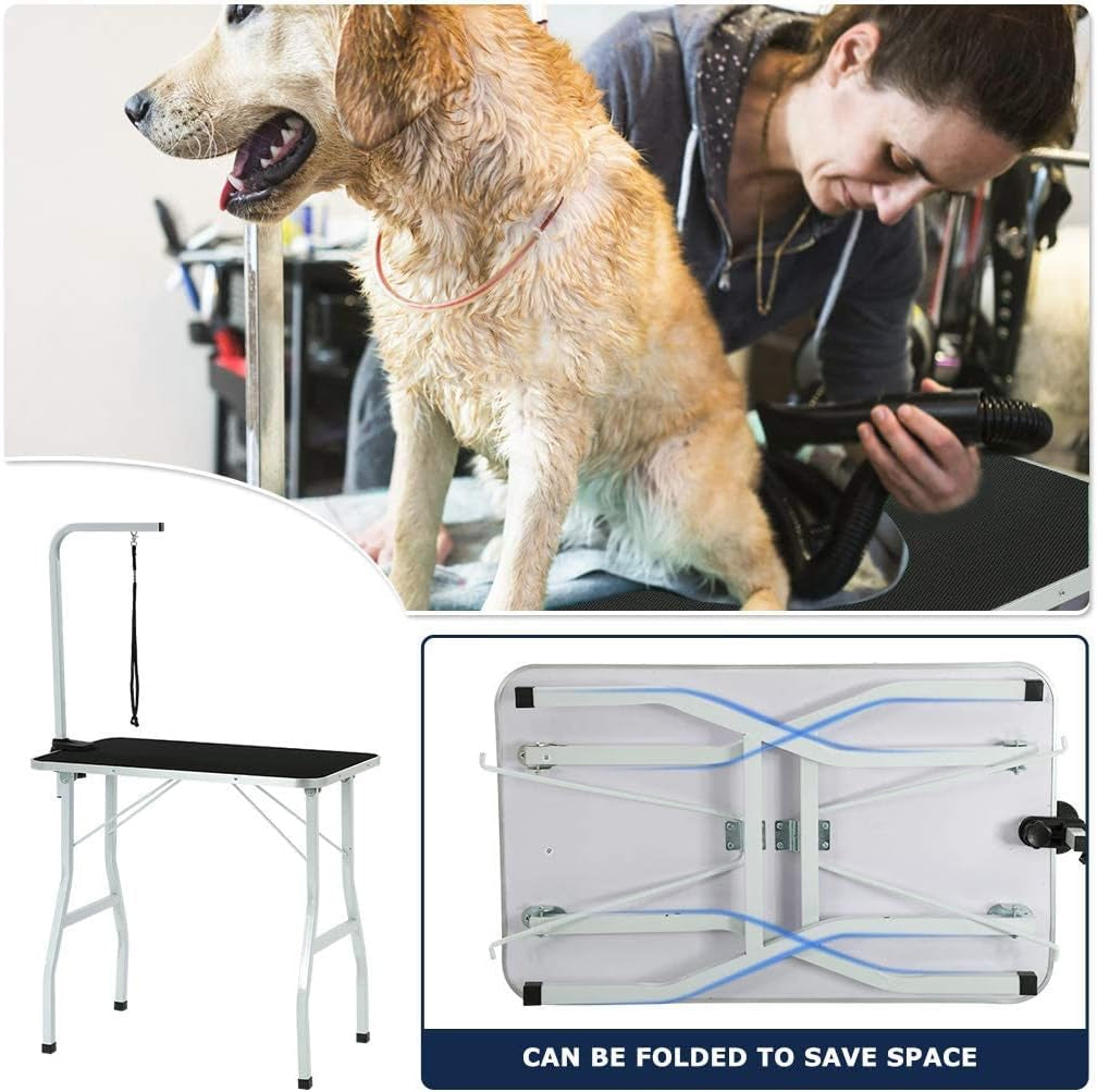 Dog Grooming Table Adjustable Pet Grooming Table Heavy Duty Cat Grooming Table Portable Master Equipment Grooming Table with Arm/Noose, Professional Drying Table for Dogs, Cats