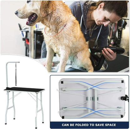 Dog Grooming Table Adjustable Pet Grooming Table Heavy Duty Cat Grooming Table Portable Master Equipment Grooming Table with Arm/Noose, Professional Drying Table for Dogs, Cats